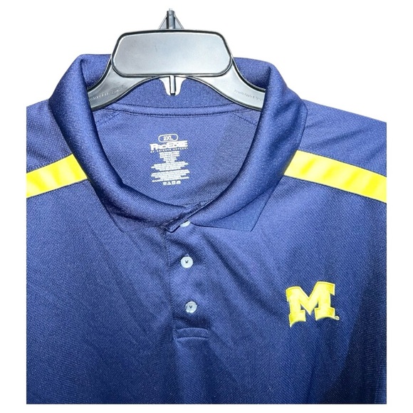 Pro Edge Polo Shirt Men’s Size 2XL Blue Yellow University Of Michigan Active - Picture 2 of 3
